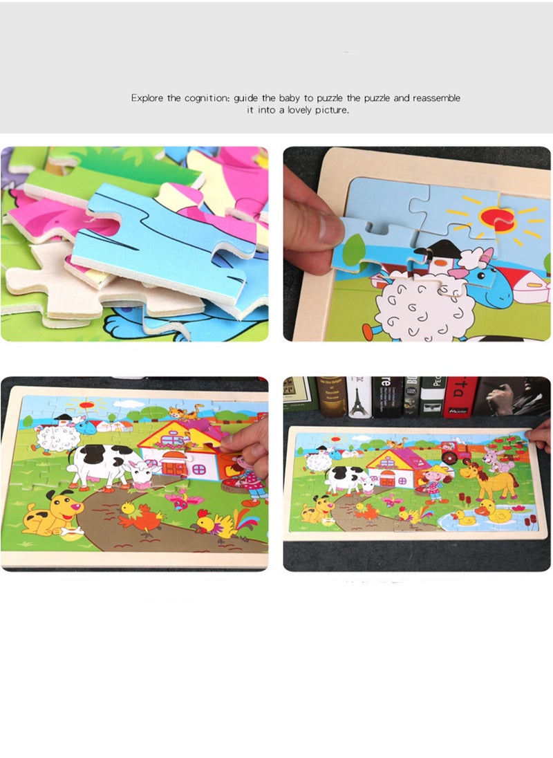 Children's Educational Wooden Cartoon Transportation Jigsaw Puzzles Suitable Gift Bag Pack