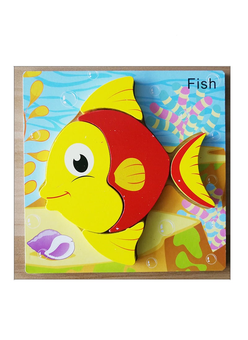 Children's Educational Wooden Cartoon Fish Jigsaw Puzzles Suitable Gift Bag Pack