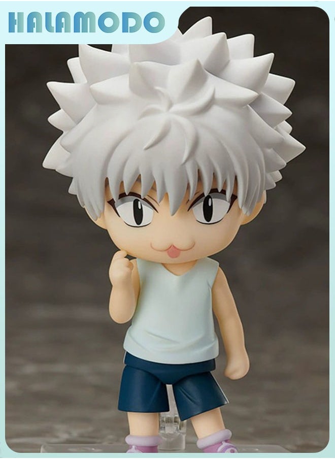 Hunter x Hunter 10cm Q - version Killua Poseable Doll with Interchangeable Faces, a Super - cute Desktop Decoration