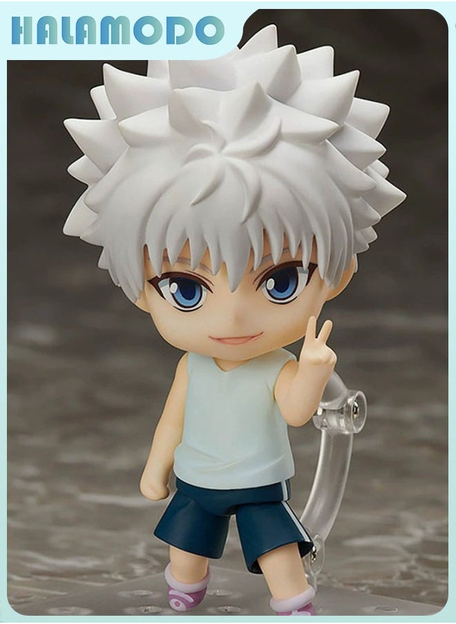 Hunter x Hunter 10cm Q - version Killua Poseable Doll with Interchangeable Faces, a Super - cute Desktop Decoration