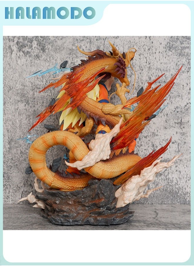 Dragon Ball Father and Sons Trio - Goku, Gohan and Goten Performing Dragon Fist, 27.5cm Figures, Ideal Birthday Gift and Desktop & PC Case Decoration