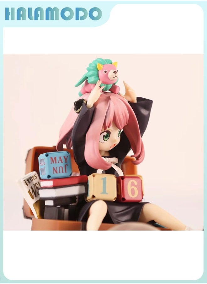 Spy x Family,16 cm Adorable One Piece Prize Sitting Anya Figure, Fashionable Anime Handmade Model, Ornament and Present