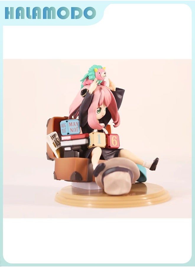 Spy x Family,16 cm Adorable One Piece Prize Sitting Anya Figure, Fashionable Anime Handmade Model, Ornament and Present