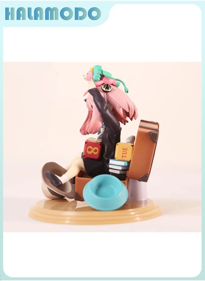 Spy x Family,16 cm Adorable One Piece Prize Sitting Anya Figure, Fashionable Anime Handmade Model, Ornament and Present