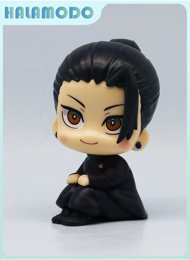 Jujutsu Kaisen Chibi - style 5 - piece Set of Cute Sitting Gojo Satoru (with Glasses), Geto Suguru, Yuta Okkotsu, Fushiguro Toji, and Inumaki Figurines for Desktop Decoration and Gift 10 cm