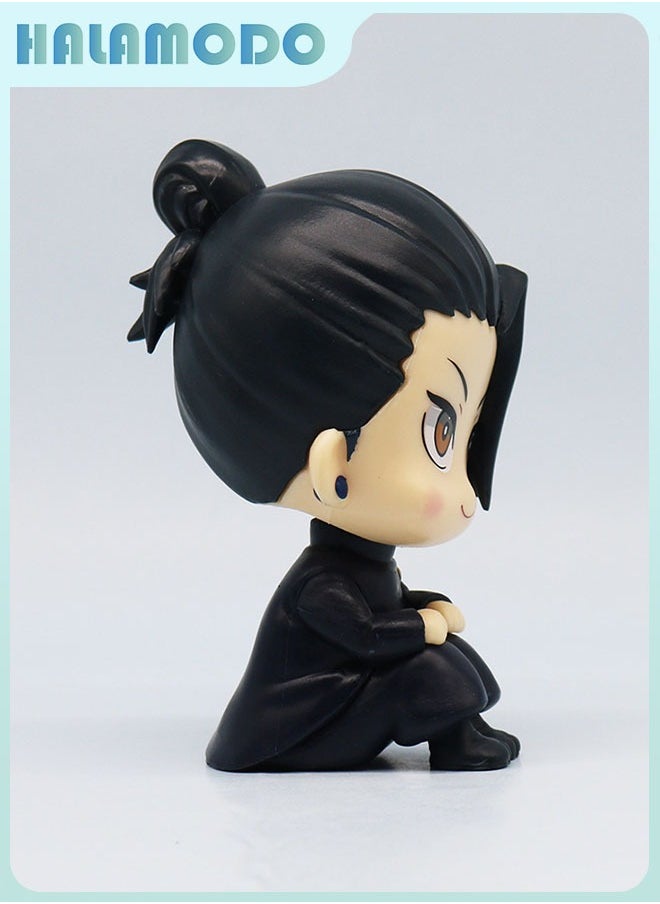 Jujutsu Kaisen Chibi - style 5 - piece Set of Cute Sitting Gojo Satoru (with Glasses), Geto Suguru, Yuta Okkotsu, Fushiguro Toji, and Inumaki Figurines for Desktop Decoration and Gift 10 cm