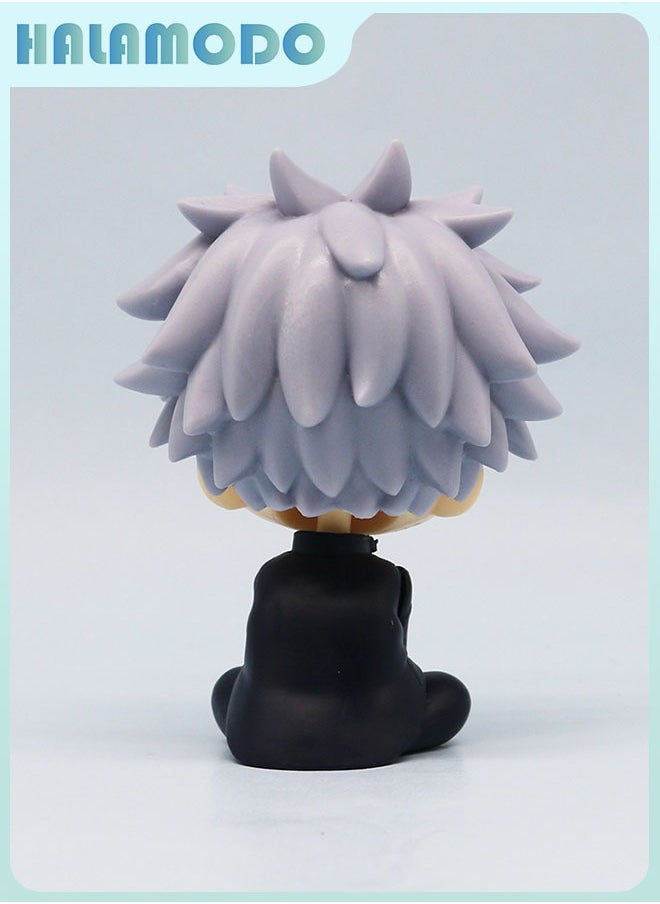 Jujutsu Kaisen Chibi - style 5 - piece Set of Cute Sitting Gojo Satoru (with Glasses), Geto Suguru, Yuta Okkotsu, Fushiguro Toji, and Inumaki Figurines for Desktop Decoration and Gift 10 cm