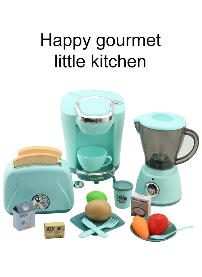 Kitchen Appliances Toy for Kids,Pretend Play Kitchen Toys Set with Coffee Maker,Toaster,Blender,with Realistic Light and Sounds