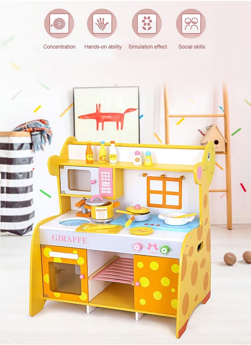 Children's Simulation Play House Kitchen Cooking Boys and Girls Toy Set Wooden Kitchen Baby Simulation Wooden Kitchenware