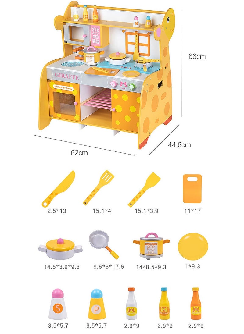 Children's Simulation Play House Kitchen Cooking Boys and Girls Toy Set Wooden Kitchen Baby Simulation Wooden Kitchenware