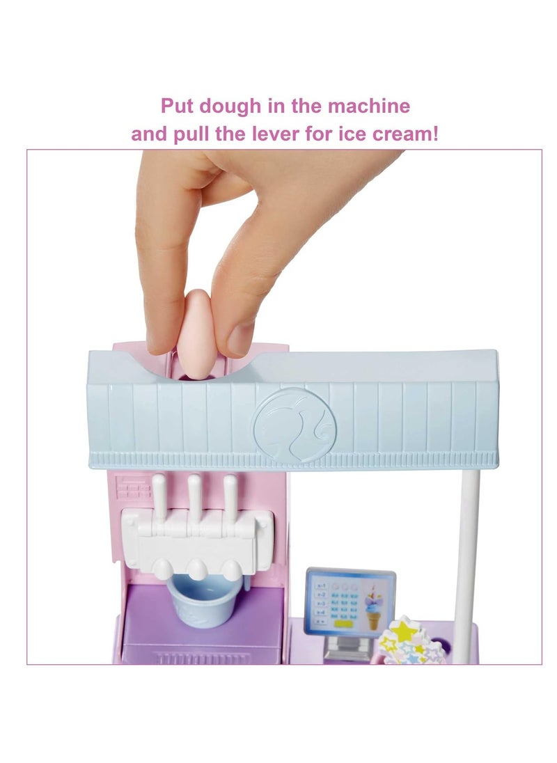 Barbie Ice Cream Shop Playset with 12 in Blonde Doll, Ice Cream Shop, Ice Cream Making Feature & Realistic Play Pieces