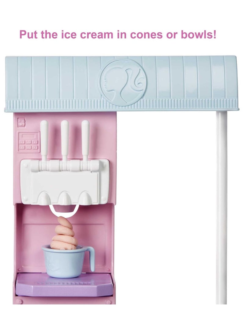 Barbie Ice Cream Shop Playset with 12 in Blonde Doll, Ice Cream Shop, Ice Cream Making Feature & Realistic Play Pieces