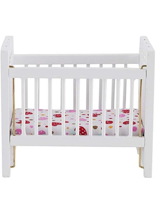 Baby Doll Bed, Wooden Doll Bed Baby Bed Toy Baby Toy Crib Doll Bedding for Dollhouse