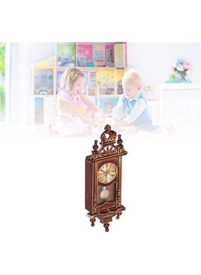 Dollhouse Miniature 1:12 Scale Wall Clock, Wooden Vintage Dollhouse Clock Dollhouse Furniture Accessories