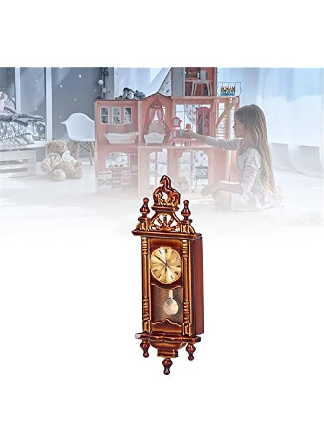 Dollhouse Miniature 1:12 Scale Wall Clock, Wooden Vintage Dollhouse Clock Dollhouse Furniture Accessories