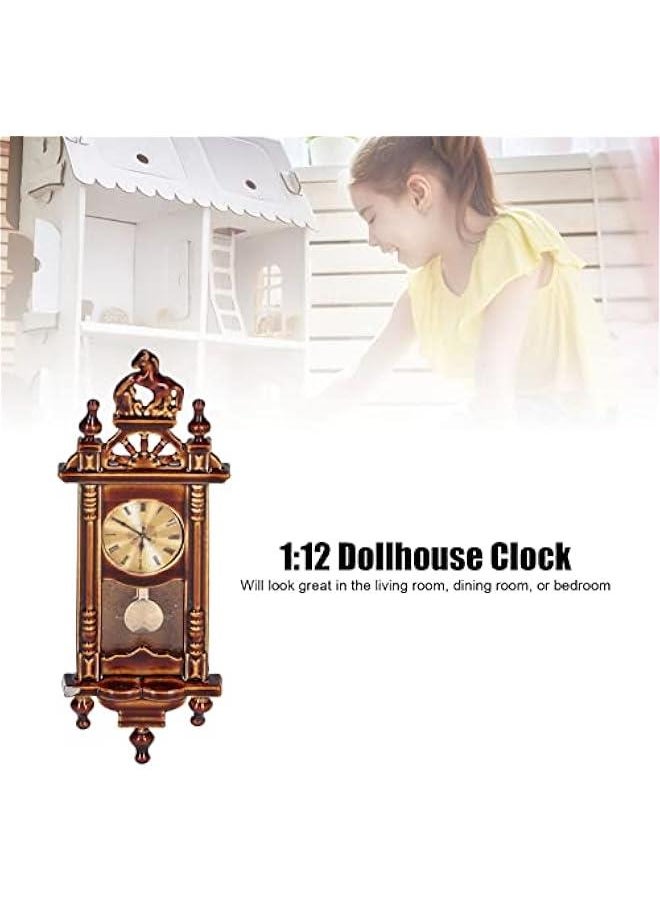 Dollhouse Miniature 1:12 Scale Wall Clock, Wooden Vintage Dollhouse Clock Dollhouse Furniture Accessories