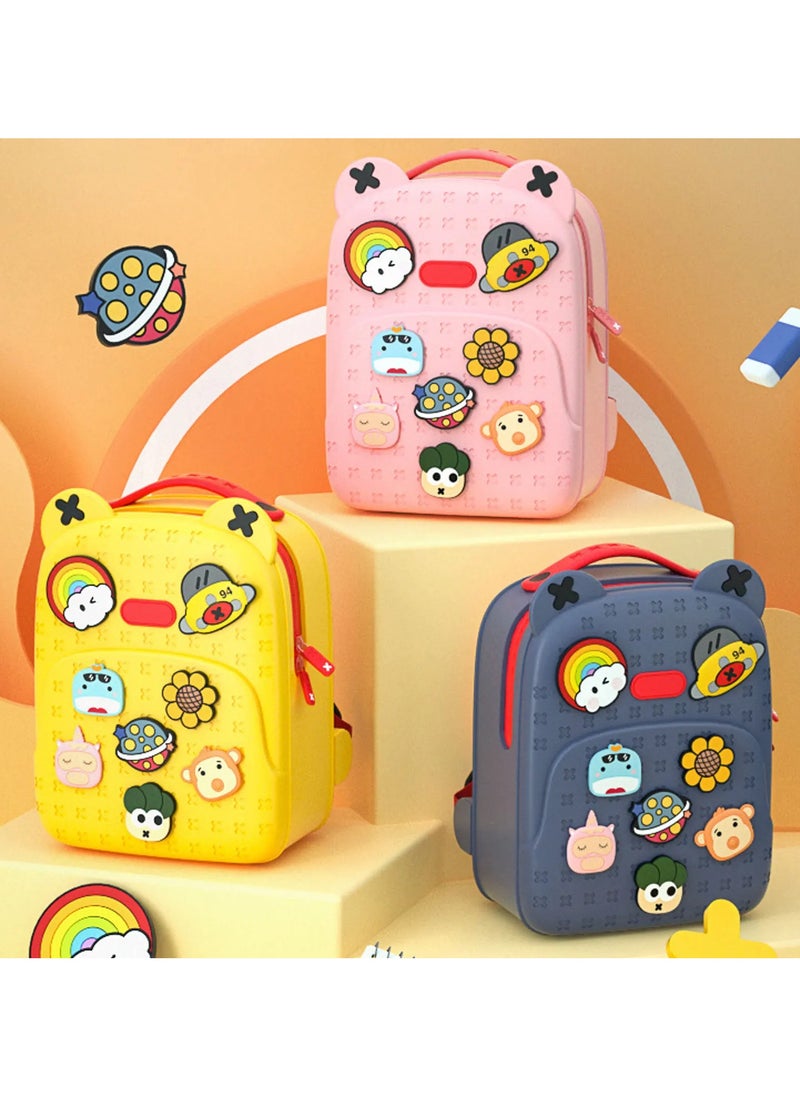 Lightweight Silicone Backpack for Kids, Cartoon Label School Bag for 6-12 Years Old Boys, Primary School Gift