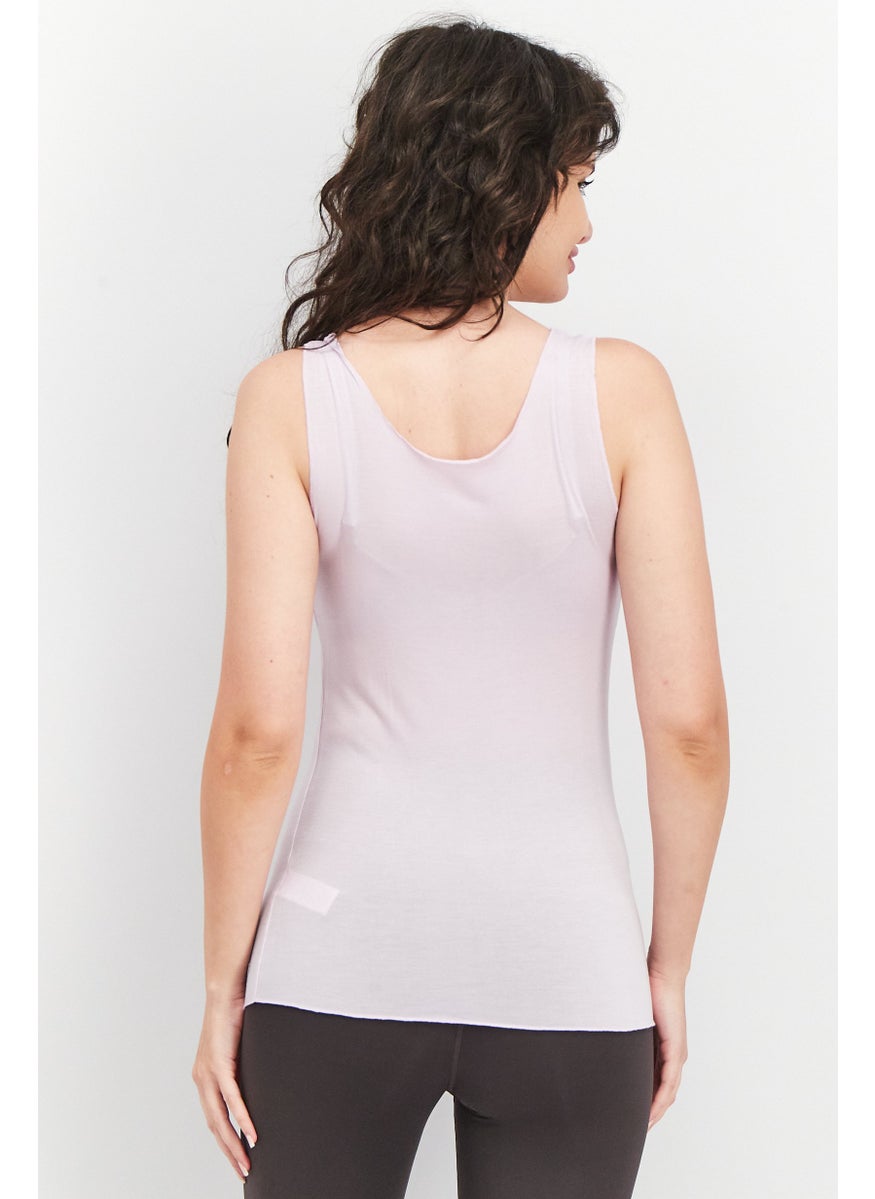 Women Scoop Neck Sleeveless Plain Tank Top, Lavender