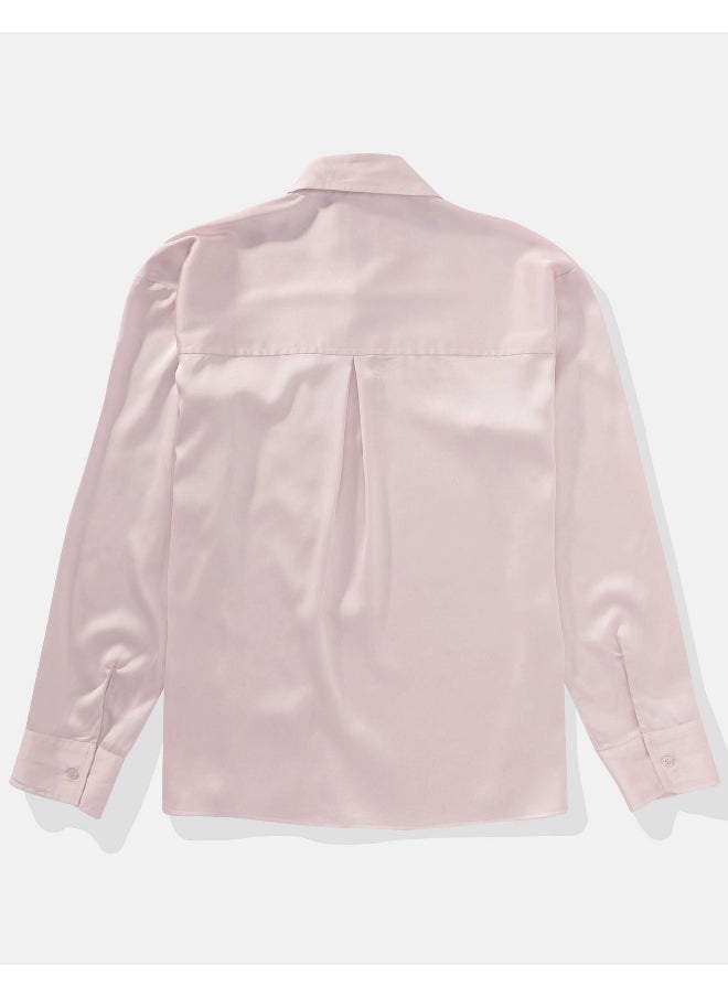 AE Satin Button-Up Shirt