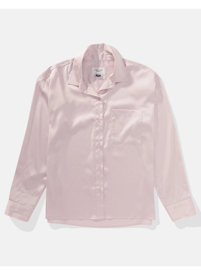 AE Satin Button-Up Shirt