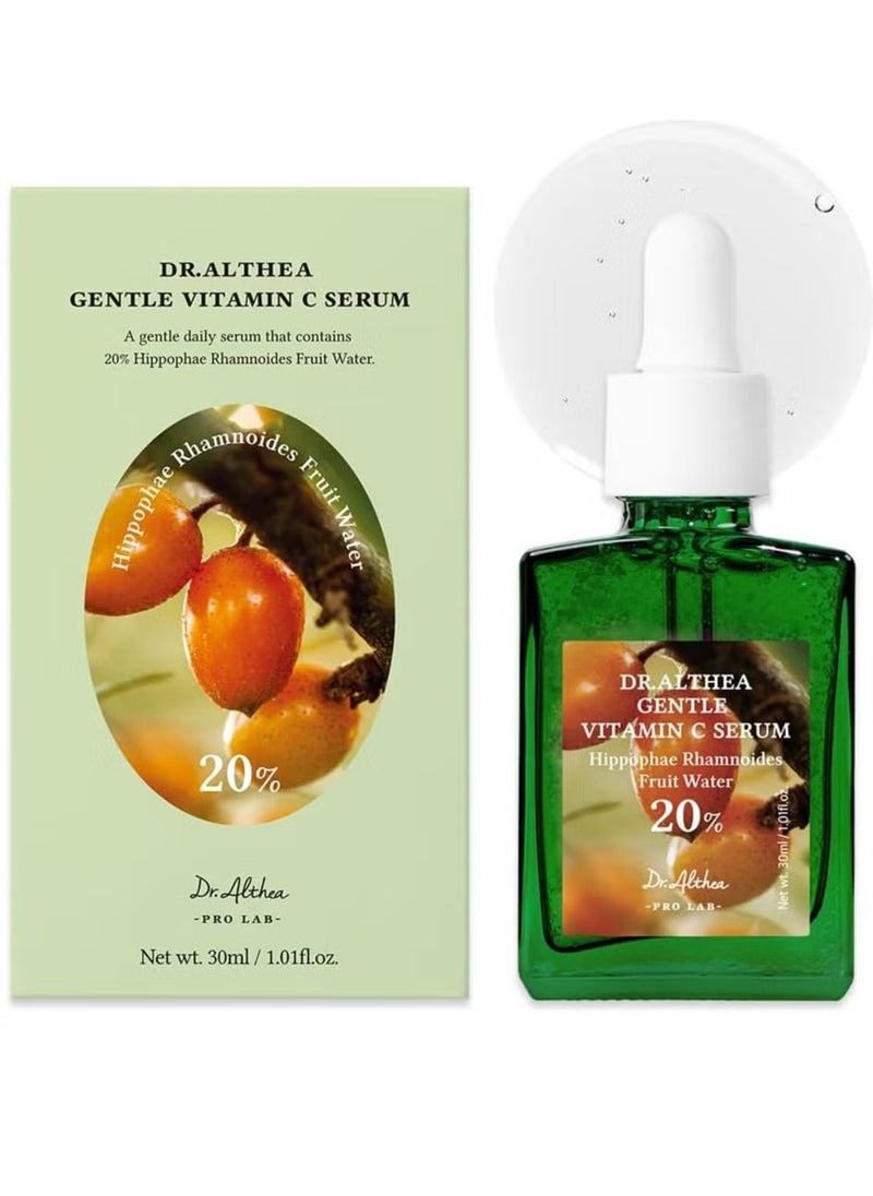 Dr.Althea Gentle Vitamin C Serum 30ml – Brightening & Hydrating Face Serum with 3-O-Ethyl Ascorbic Acid, Niacinamide & Sea Buckthorn – Vegan, Lightweight & Suitable for Sensitive Skin