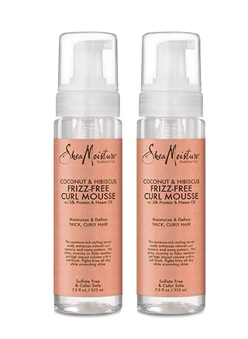 Coconut & Hibiscus Curl Mousse 2-Pack – Moisturizing Frizz-Free Curl Mousse w/Silk Protein & Neem Oil for Thick, Curly Hair, 7.5 Oz Ea 7.5 fl ozFluid Ounce