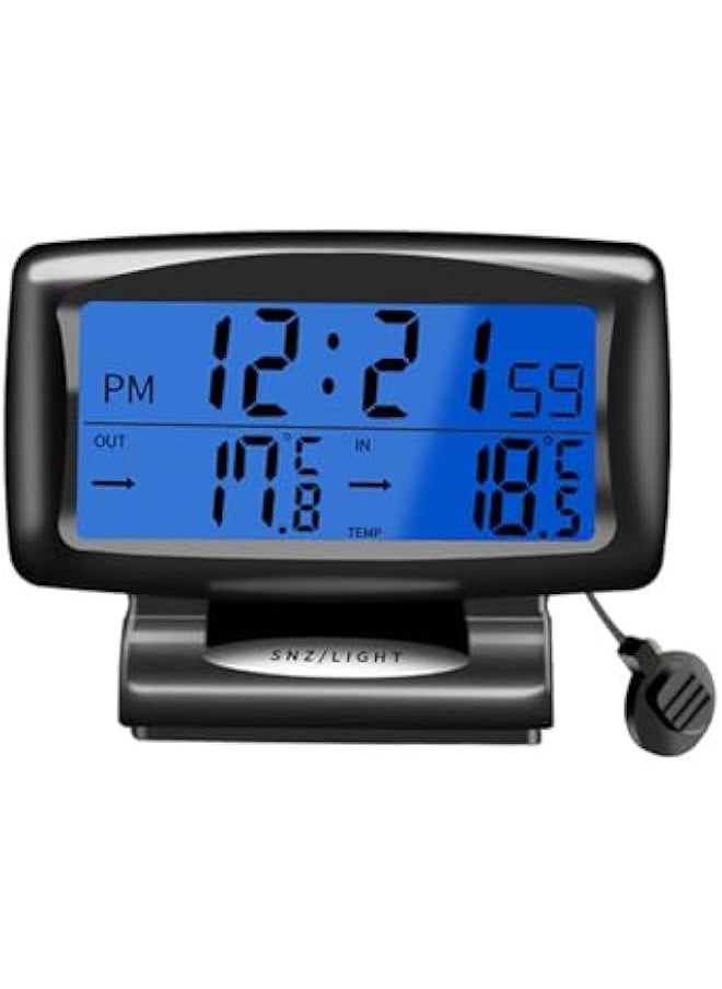 Car Clocks and Temperature, with Blue Backlight, Car Dashboard Digital Clock, Vehicle Clock, with LCD Time Day Display, 12H 24H Switching, for Dashboard Car Mini Clock