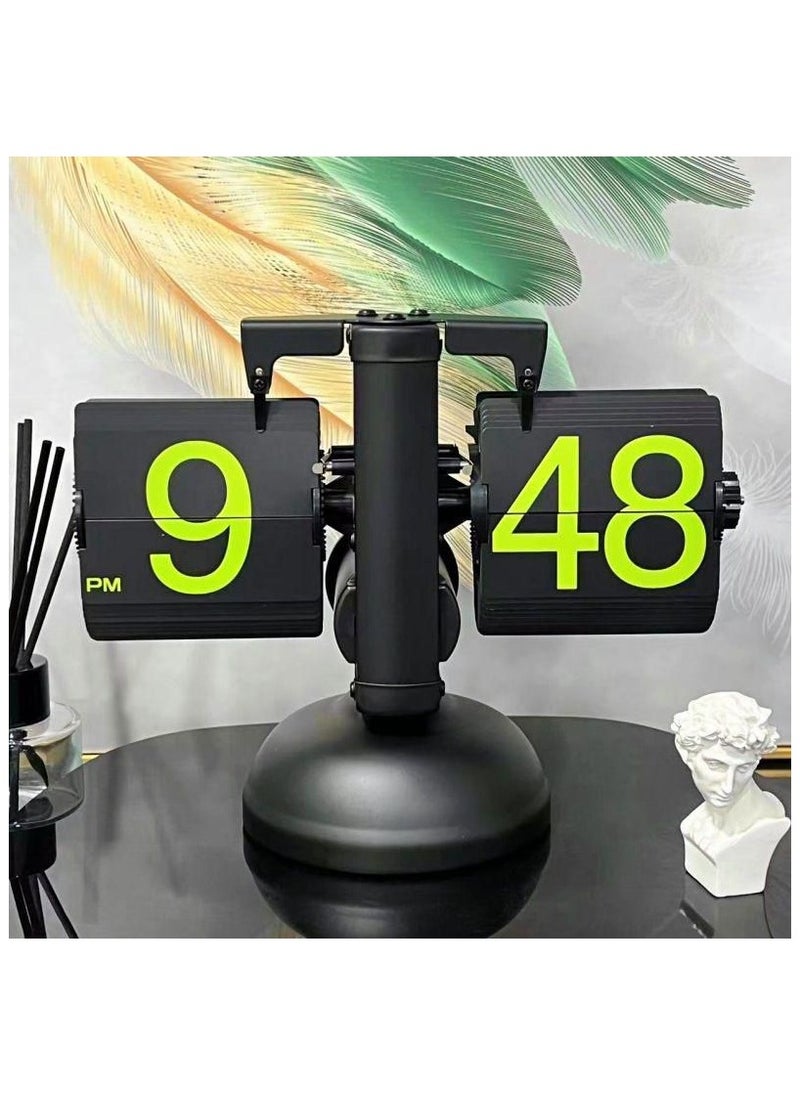 Auto Flip Clock Digital Metal Desk Clock Quartz Movement Flip Down Clock European Classic Retro Table Clock Home Office Decor