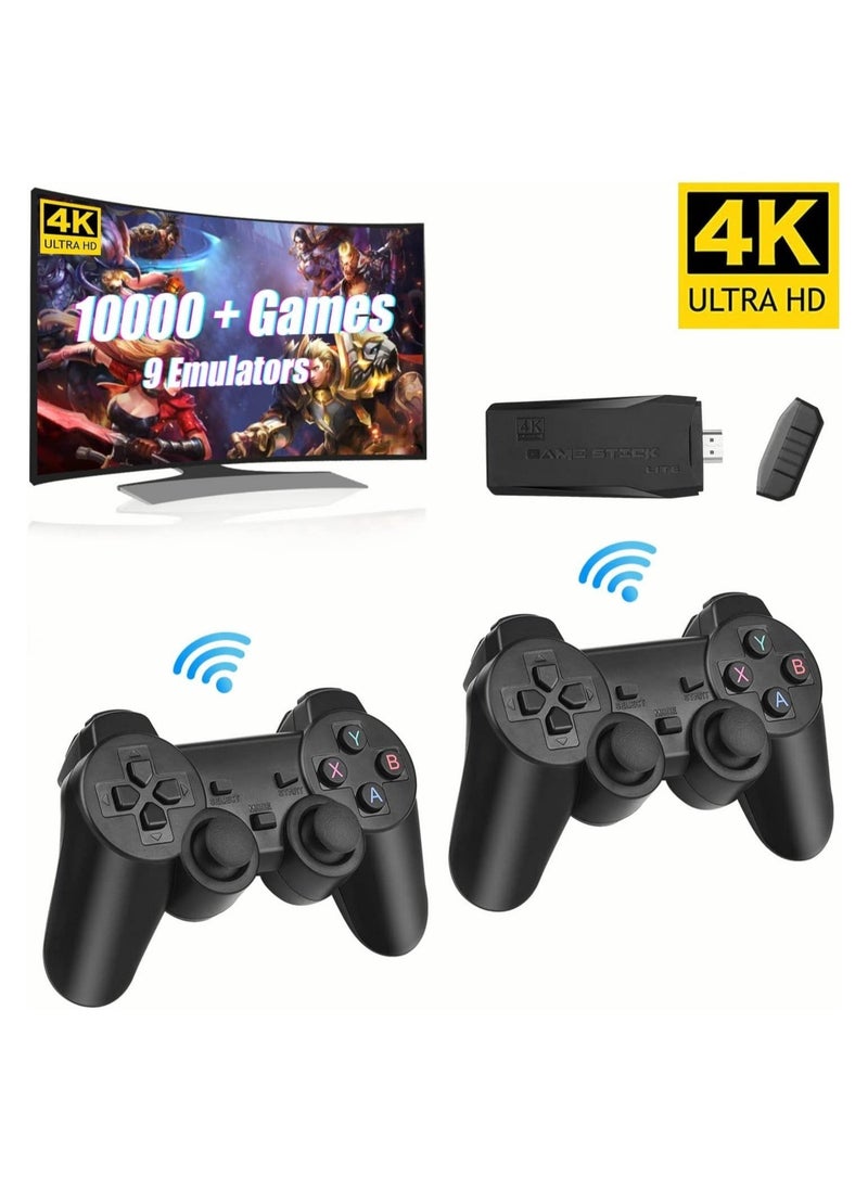 Wireless Retro Game Console, Plug & Play Video TV Game Stick With 10000+ Games Built-in, 9 Emulators, 4K HDMI Output for TV with Dual 2.4G Wireless Controllers