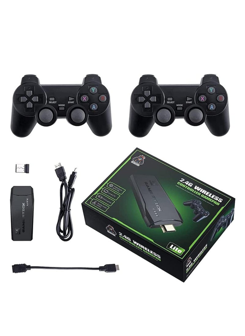 Classic M8 Game Stick 4K Game Console with Two 2.4G Wireless Gamepads Dual Players HDMI Output Built in 3500 Classic Games Compatible with Android TV/PC/Laptop/Projector.