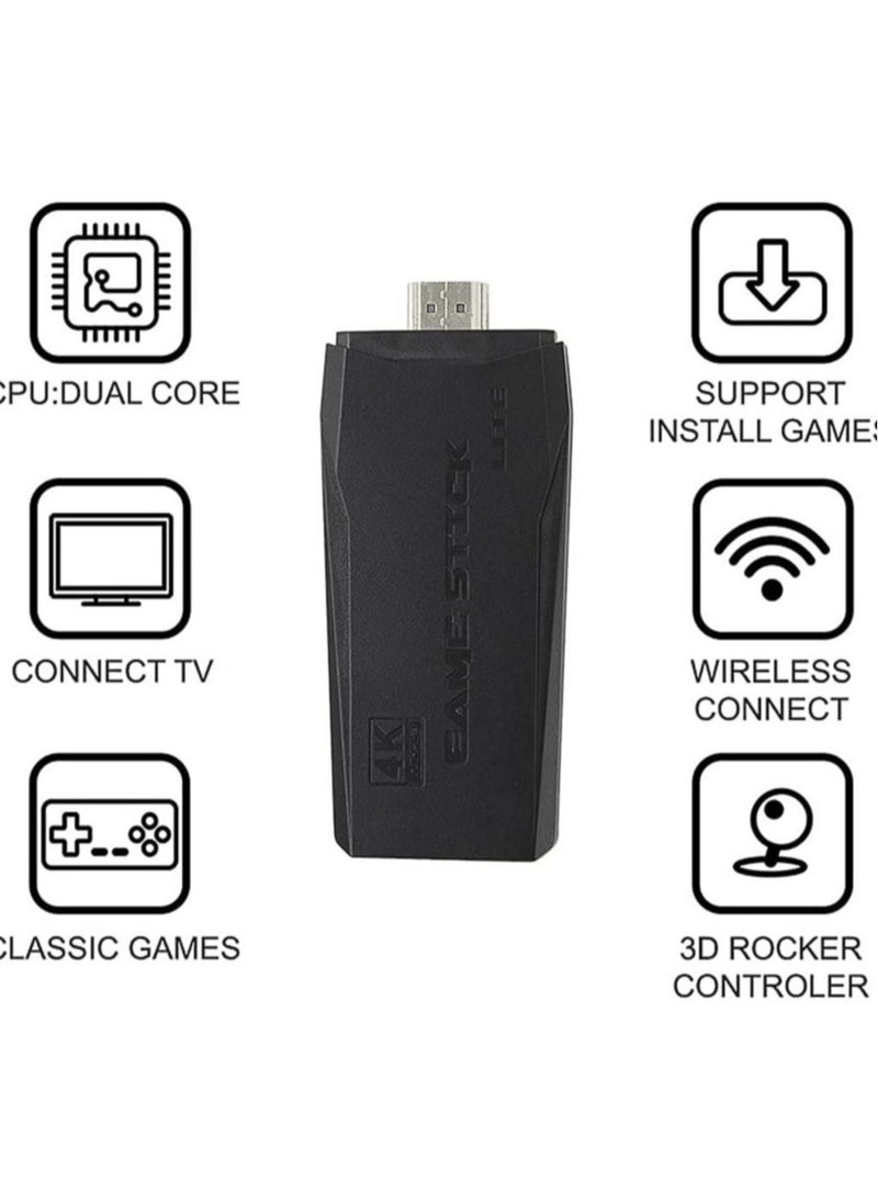 4K Game Console with Dual 2.4G Wireless Controllers – Plug-and-Play Video Game Stick with 3,500 Built-in Games and 9 Classic Emulators, HD HDMI Output for TV