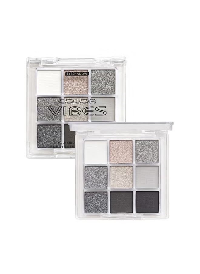 Multi Color Eyes Palette ,Black Grey Silver Smokey Eyeshadow Palette, 9 Colors Cool Toned Matte Glitter Eyeshadow Palette Longlasting Waterproof Eye Shadow for Girls and Women