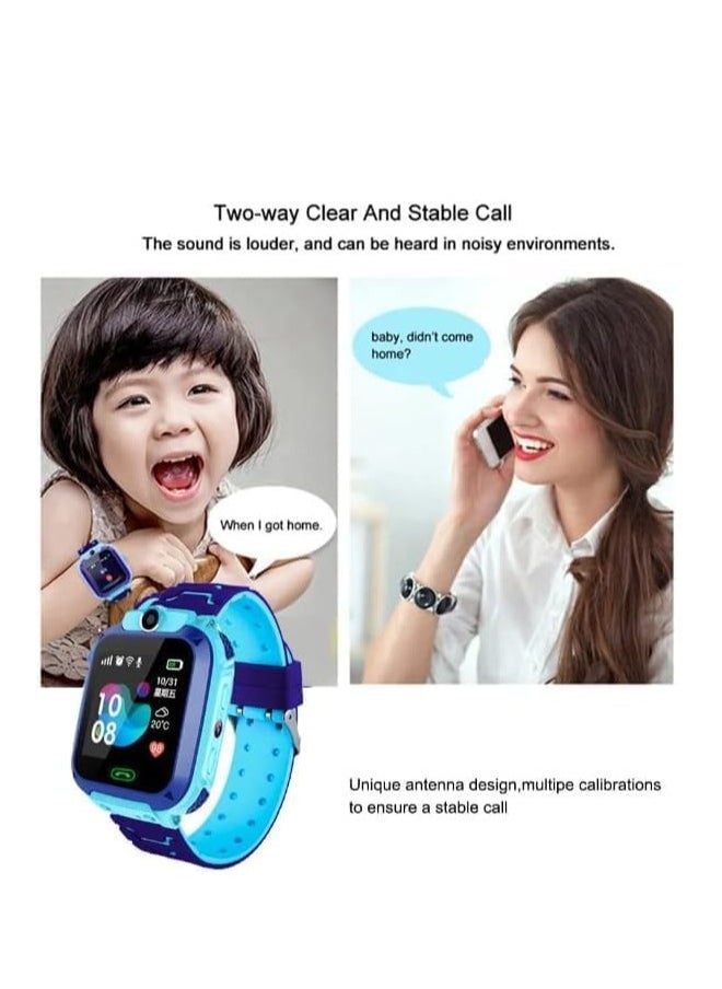 Newest Model Q12 GPS Smart Watch for iOS for Kids Android Q12 Kids 1.44in Waterproof Finder Anti Lost Monitor Smartwatches (Blue)