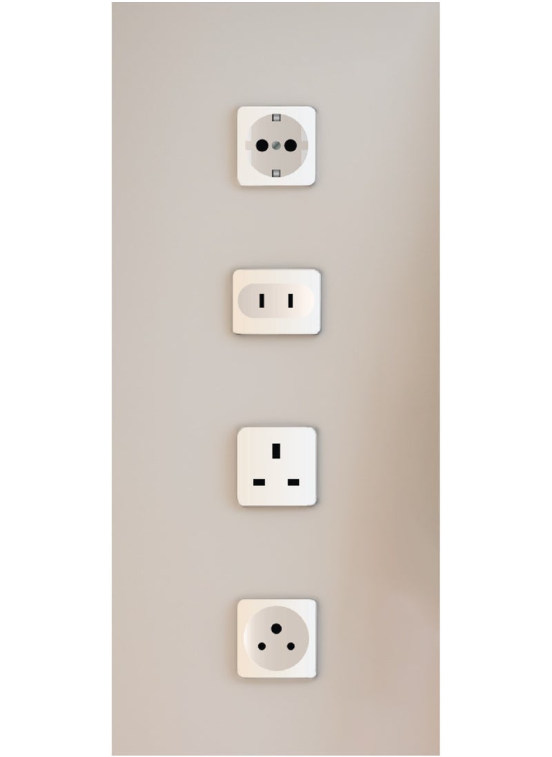 Universal AC Adapters 2500W / 150+ Countries  / Universal AC Sockets / Built-In Safeguards / Compact Design - White