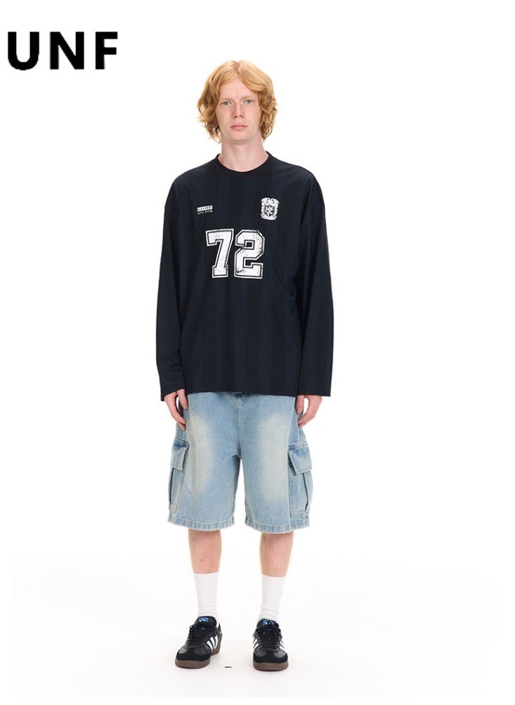 New UNF Jersey Striped Long Sleeved T-shirt