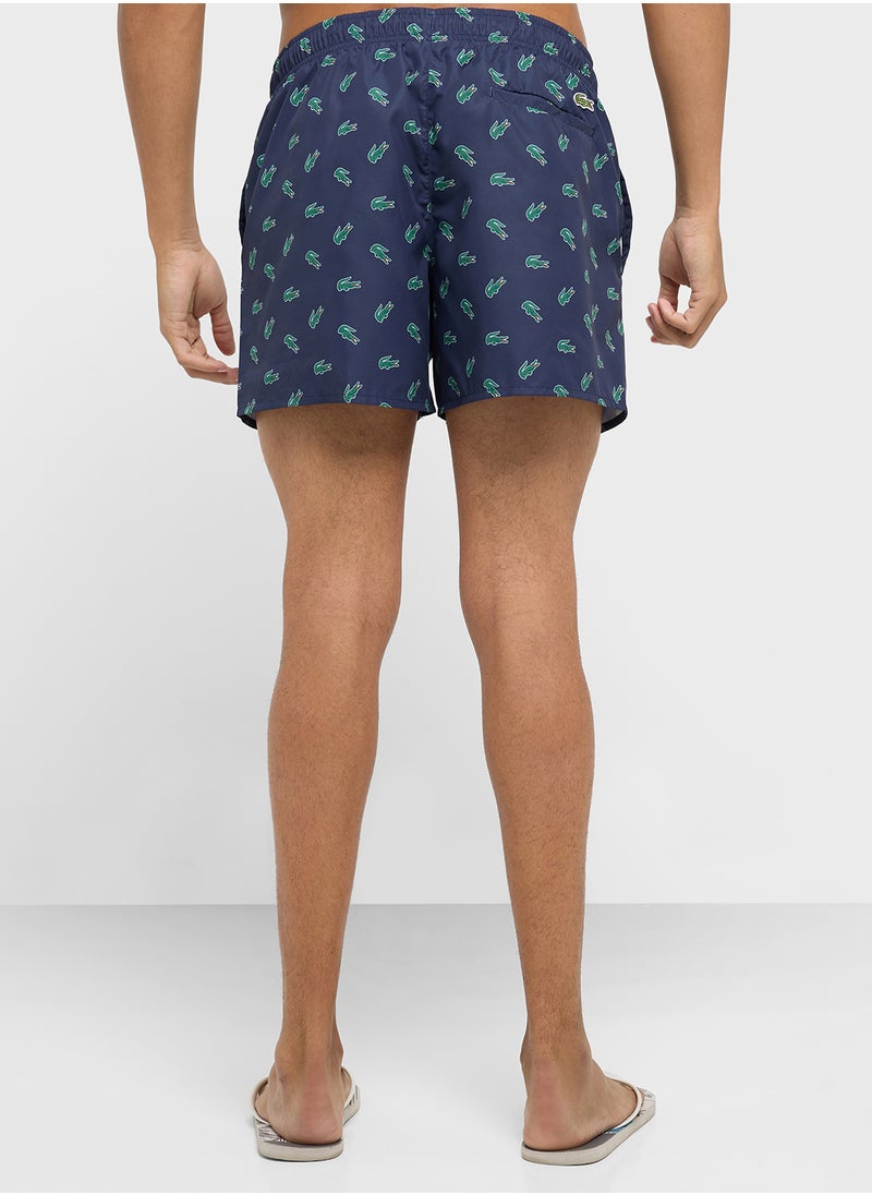 Crocodile Print Swim Trunks