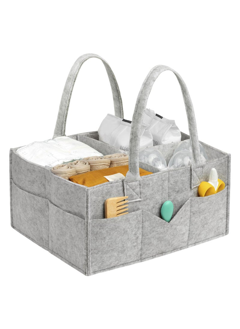 Diaper Caddy Organizer - Nursery Storage Bin, Baby Organizer for Nursery, Baby Gift Basket, Changing Table Organizer, Portable Diaper Organizer Caddy for Girls, Boys (Classic Gray)