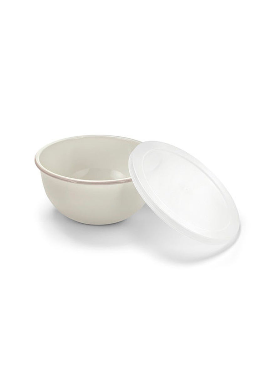 Enamel Serving And Prep Bowl With Lid, White