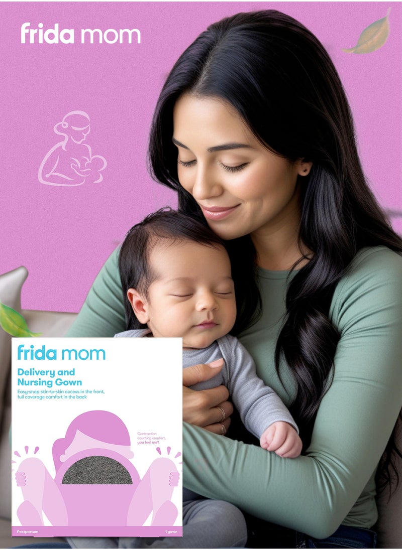 Delivery & Nursing Gown | Soft, Stretchy & Full Coverage | Easy-Snap for Skin-to-Skin & Breastfeeding | Postpartum Comfort | Hospital & Home Maternity Wear