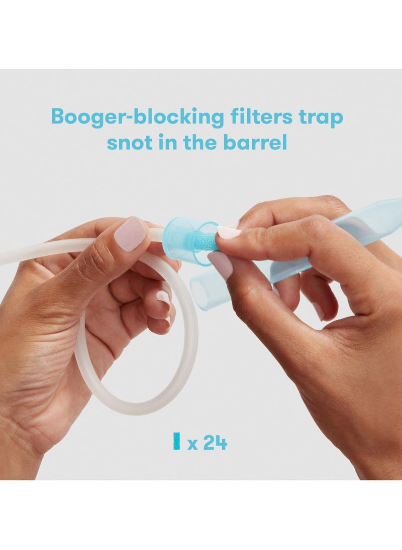 Baby Nasal Aspirator with 24 Hygiene Filters for Newborns, Infants, and Kids - Effective Mucus Removal for a Comfortable Breathing Experience.