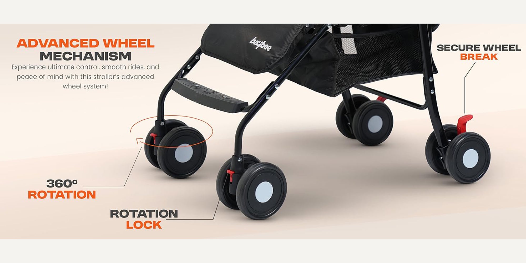 Baybee 2 in 1 Convertible Baby Pram Stroller for Newborn Babies with Adjustable Seat & Canopy, Bassinet, Parent Handle, Safety Guard & Storage | Baby Stroller for Toddlers 0-3 Years Boy Girl (Black)