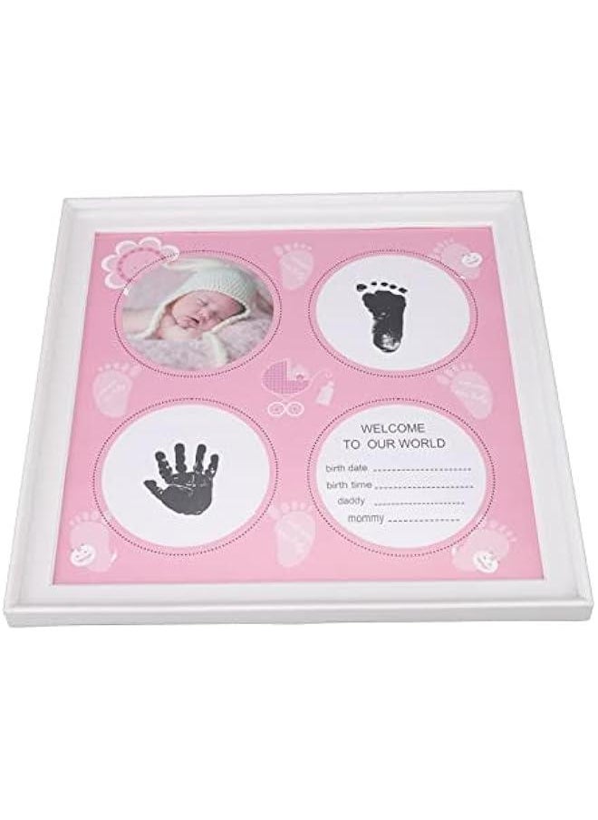 Baby Handprint Footprint Kit, Wear Resistant Safe Baby Print Frame Kit for Display for Newborns (Pink)