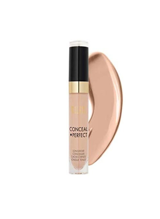 Milani Conceal + Perfect Longwear Concealer in 130 Light Beige– Full Coverage, Lightweight Formula, 16-Hour Wear, Hydrating and Crease-Proof for Flawless Skin, 0.17 fl oz