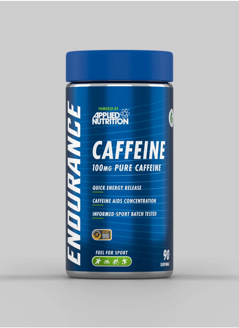 Applied Nutrition Endurance Caffeine - 100mg Pure Caffeine, 90 Capsules for Quick Energy and Focus