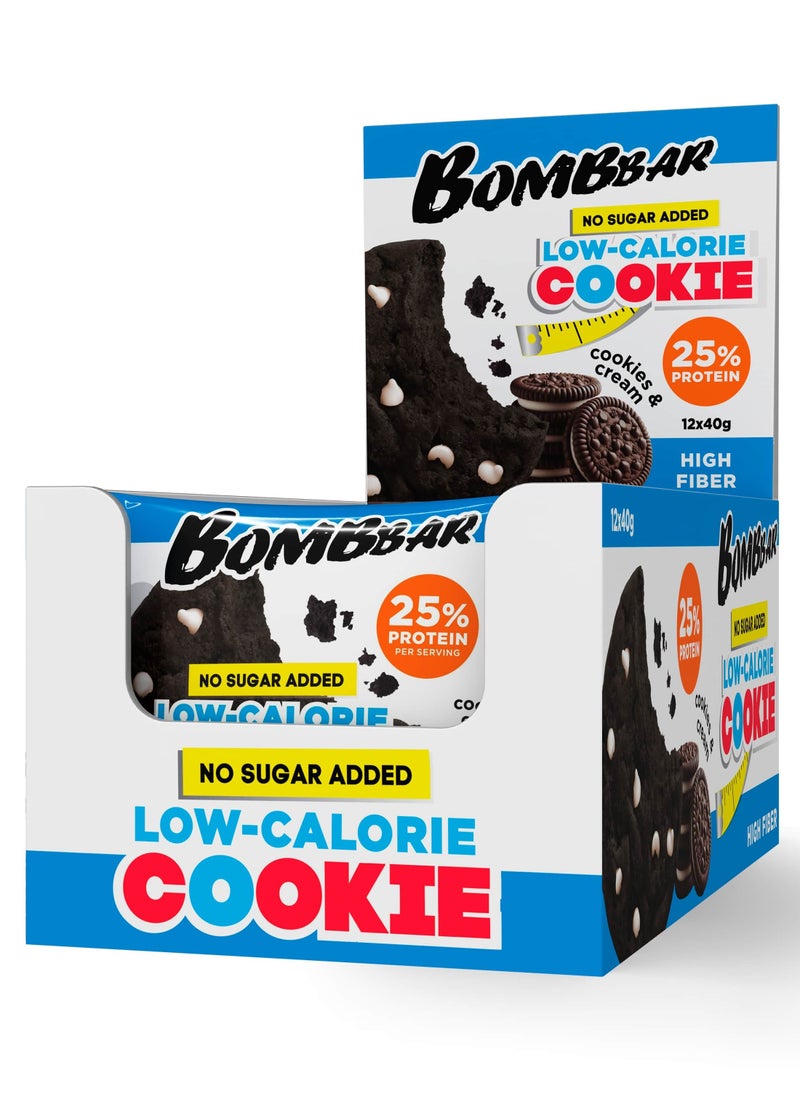 Low Calorie Protein Cookie Cookies & Cream Flavor High Fiber and No Sugar Added 12x40g