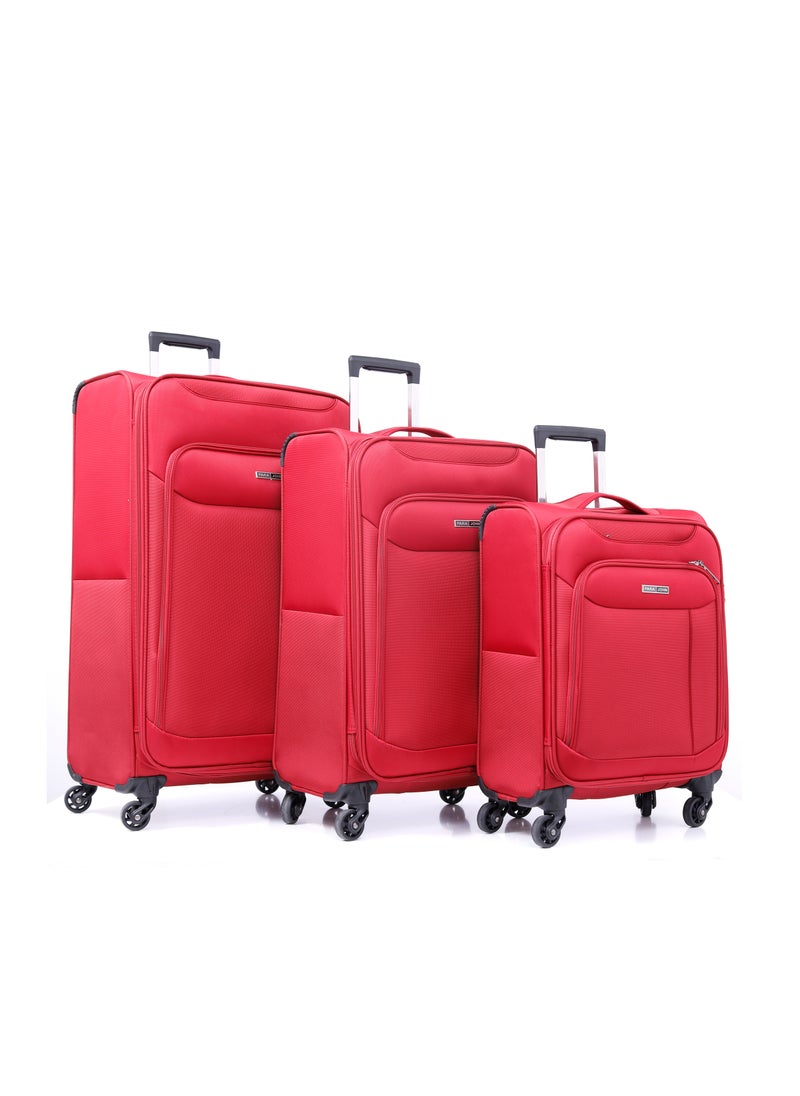 Polyester Soft Trolley Luggage 3 Pcs Set-Red