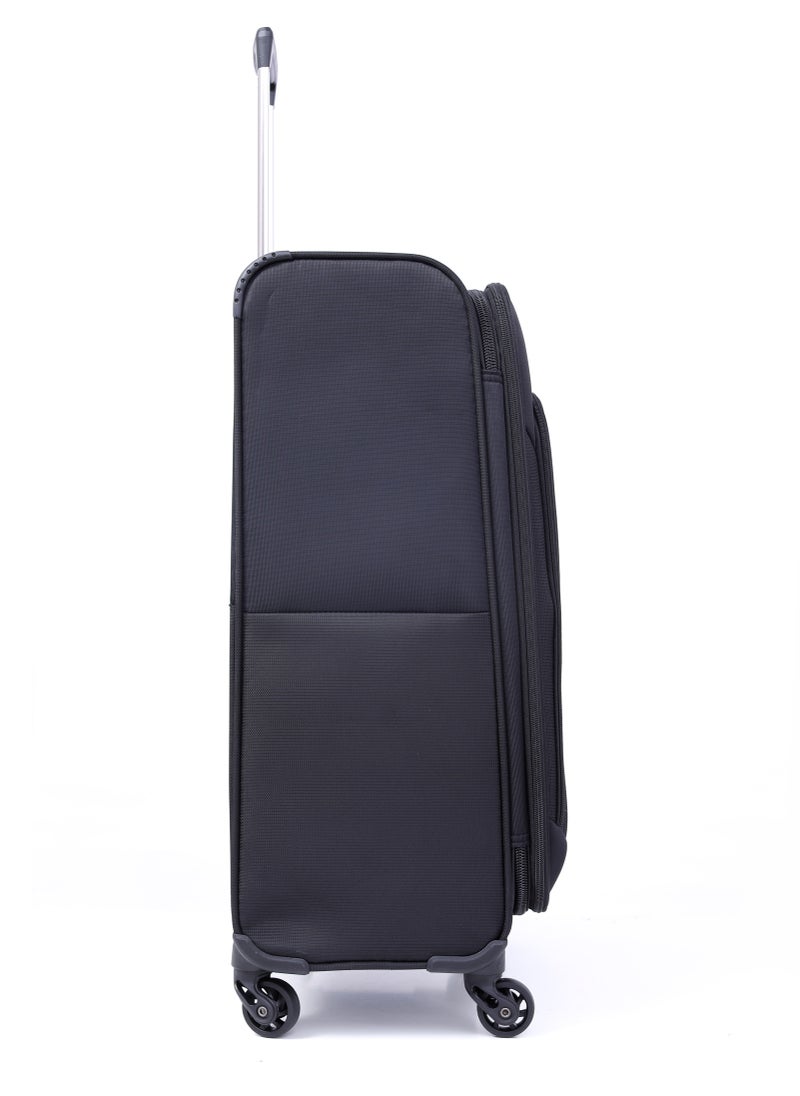 Polyester Soft Trolley Luggage 3 Pcs Set- Black