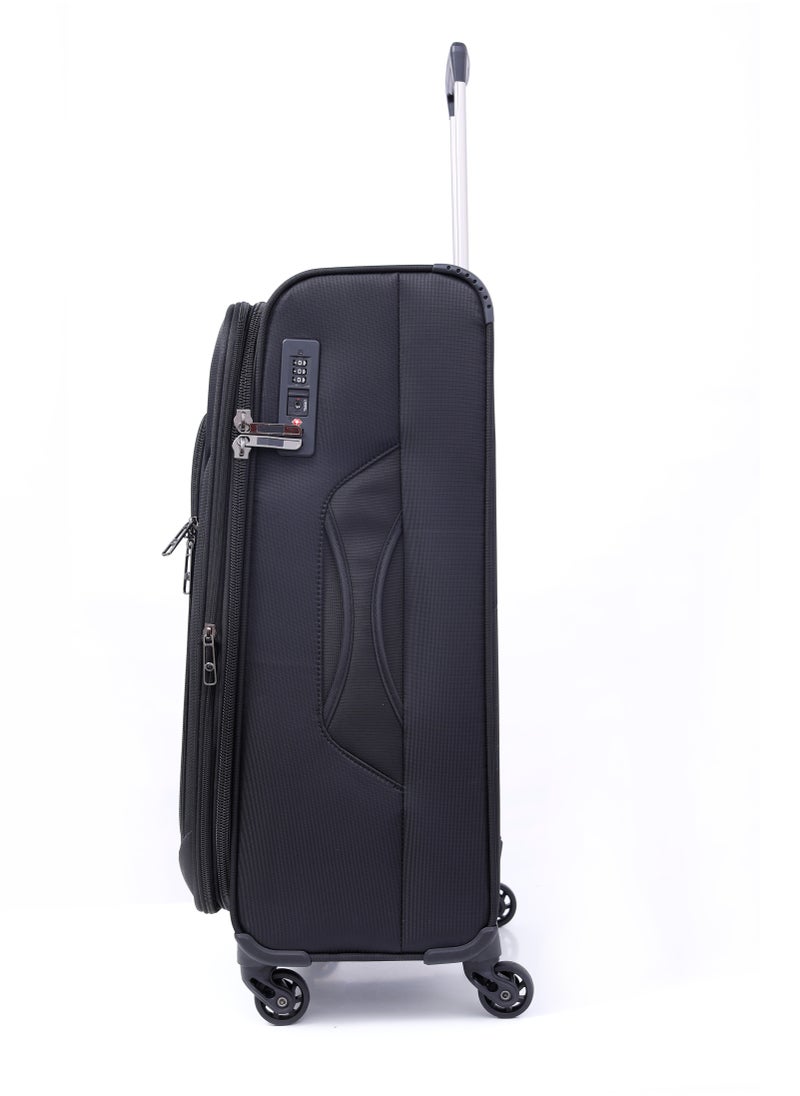 Polyester Soft Trolley Luggage 3 Pcs Set- Black