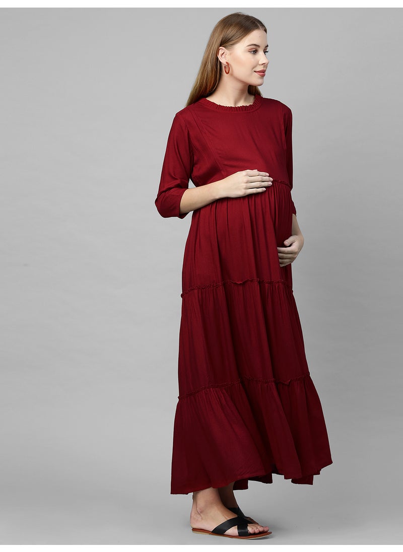 TUMMY Women's Rayon Maternity & Nursing Dress