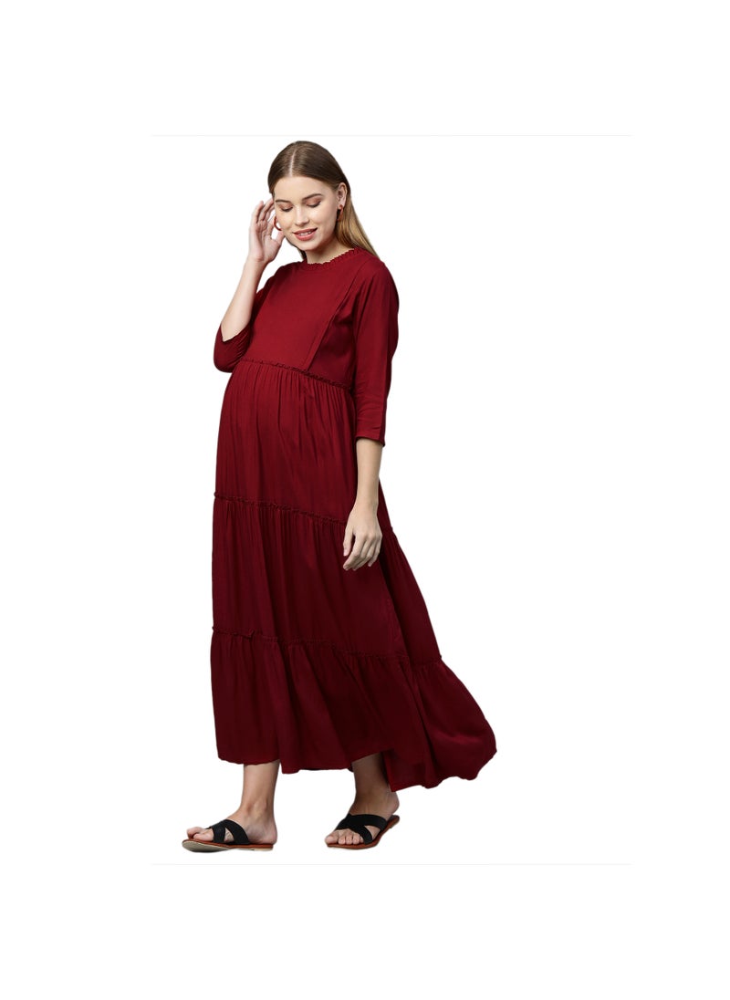 TUMMY Women's Rayon Maternity & Nursing Dress